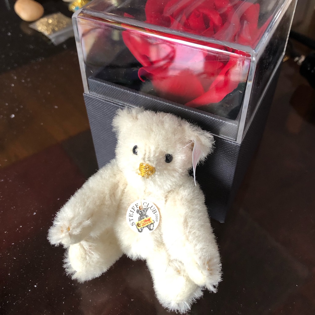 Steiff German White Teddy Bear Mohair